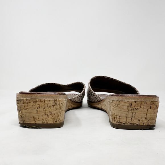[Sam Edelman] Valery Snake Print Embossed Leather Mini Wedge Slide Sandals Sz 8 - Picture 6 of 12